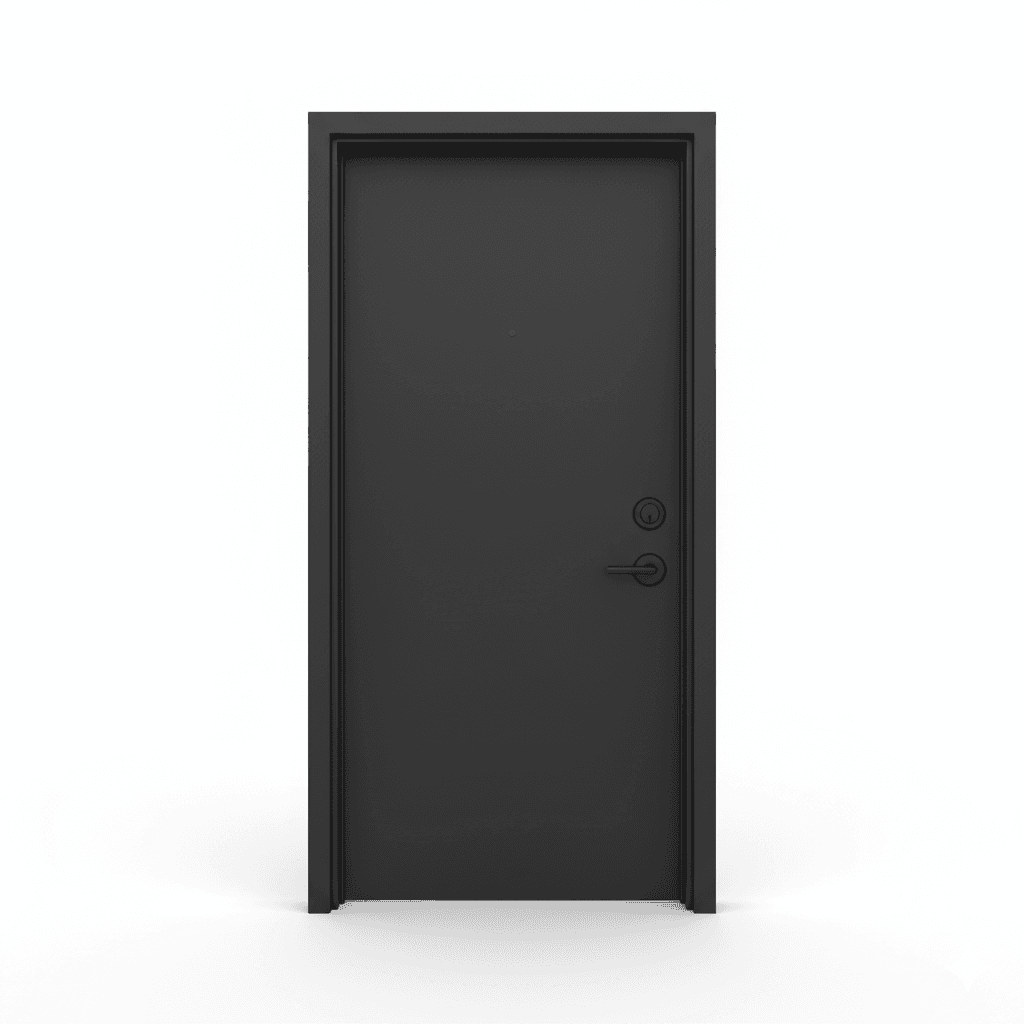 Dark painted exterior prehung door rendering
